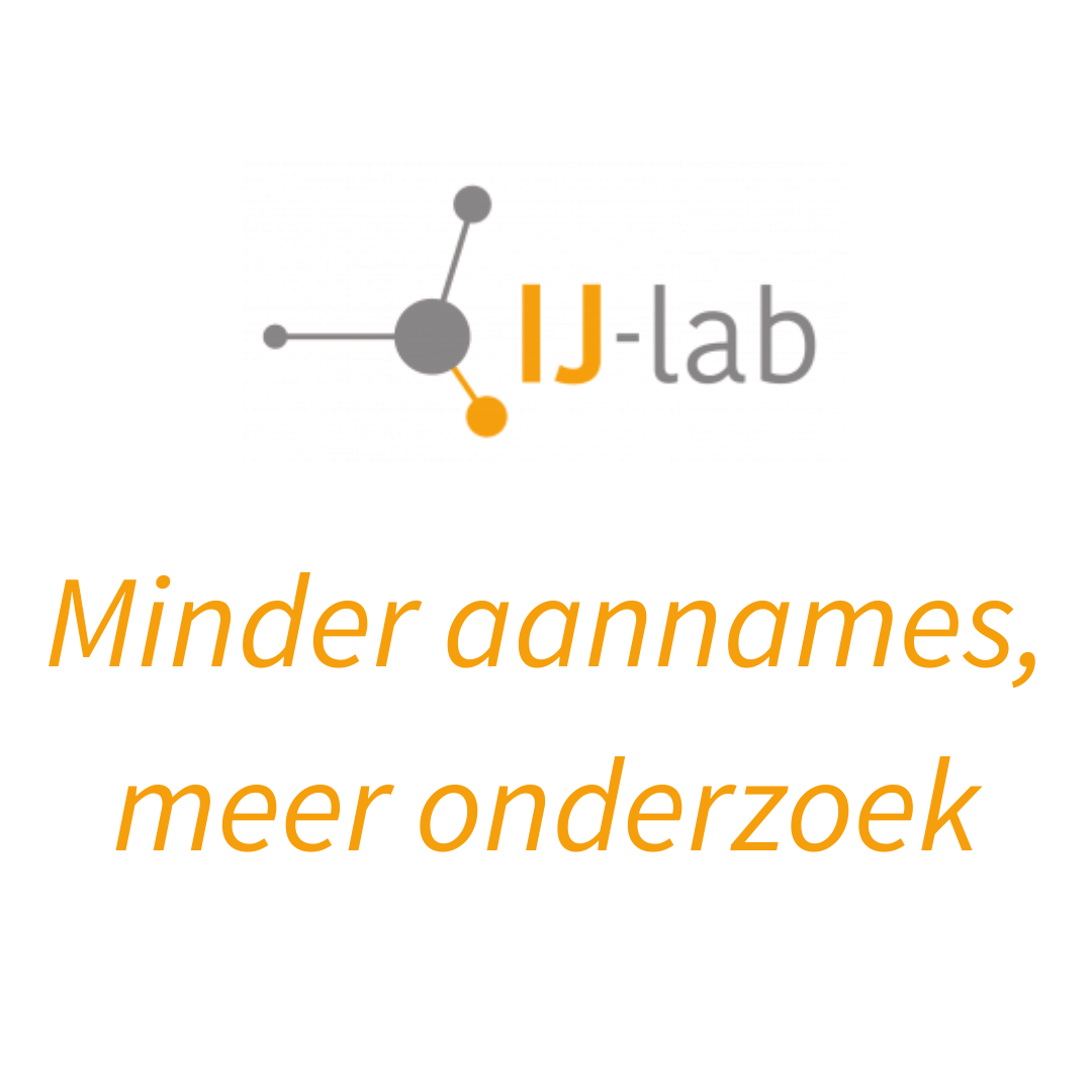 IJ-lab logo, minder aannames, meer onderzoek